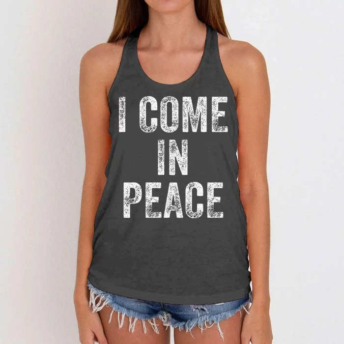 I Come In Peace IM Peace Funny Matching Couple Lovers Women's Knotted Racerback Tank