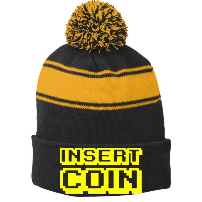 Insert Coin Stripe Pom Pom Beanie