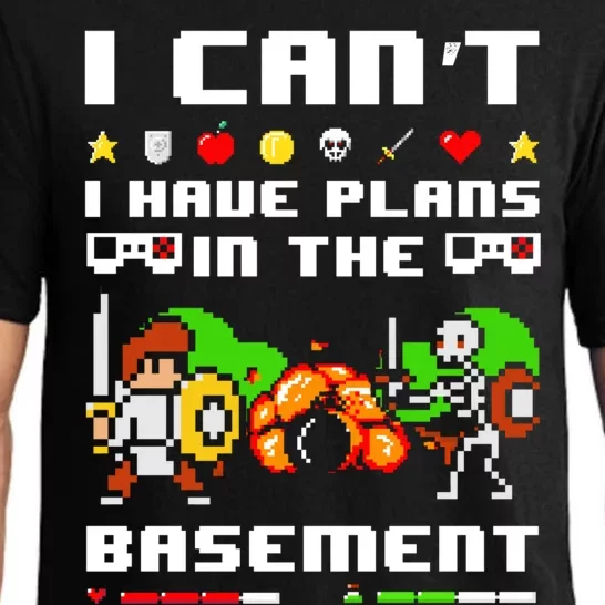 I Cant I Have Plans In The Baset Retro Gaming Funny Gift Pajama Set