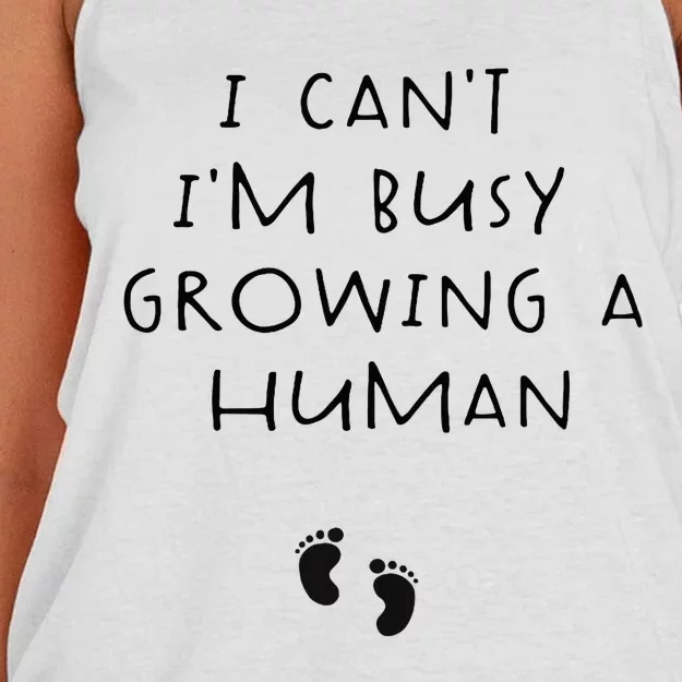 I CanT IM Busy Growing A Human Pregnancy Announcet Mom Women's Knotted Racerback Tank