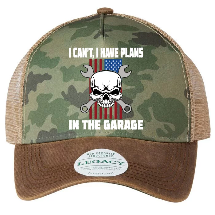 I Can't I Have Plans In The Garage Skull Mechanic Usa Gift Legacy Tie Dye Trucker Hat