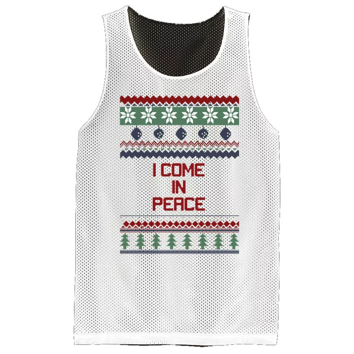 I Come In Peace Im Peace Funny Couple Christmas Ugly Sweater Mesh Reversible Basketball Jersey Tank