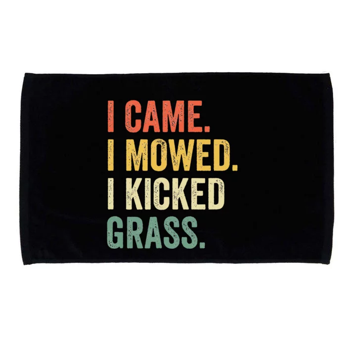 I Came I Mowed I Kicked Grass Funny Lawn Mowing Gardener Microfiber Hand Towel