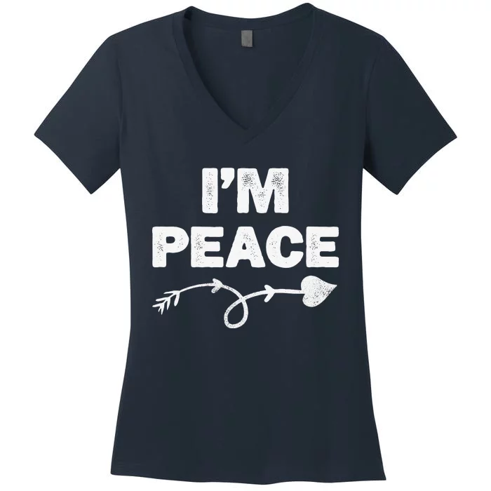 I Come In Peace I'm Peace Apparels Funny Couple's Matching Women's V-Neck T-Shirt