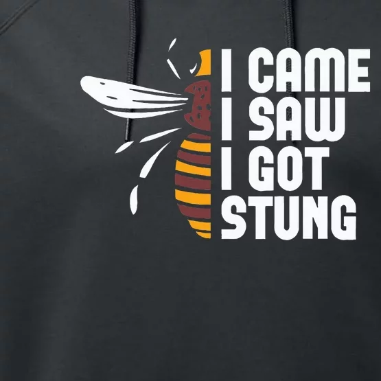 I Came I Saw I Got Stung Funny Beekeeper Bees Beekeeping Performance Fleece Hoodie