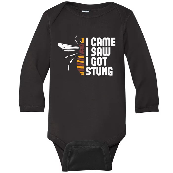 I Came I Saw I Got Stung Funny Beekeeper Bees Beekeeping Baby Long Sleeve Bodysuit