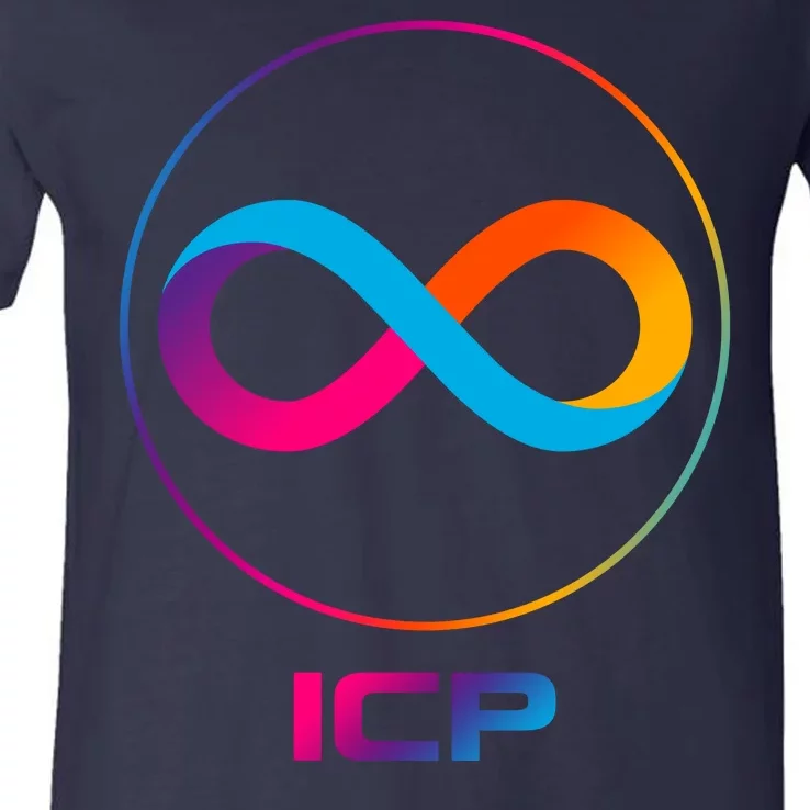 Internet Computer Icp Cryptocurrency Logo Emblem V-Neck T-Shirt