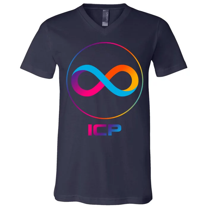 Internet Computer Icp Cryptocurrency Logo Emblem V-Neck T-Shirt