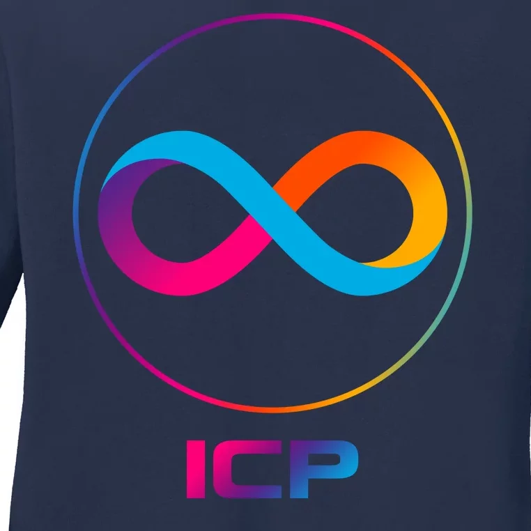 Internet Computer Icp Cryptocurrency Logo Emblem Ladies Long Sleeve Shirt