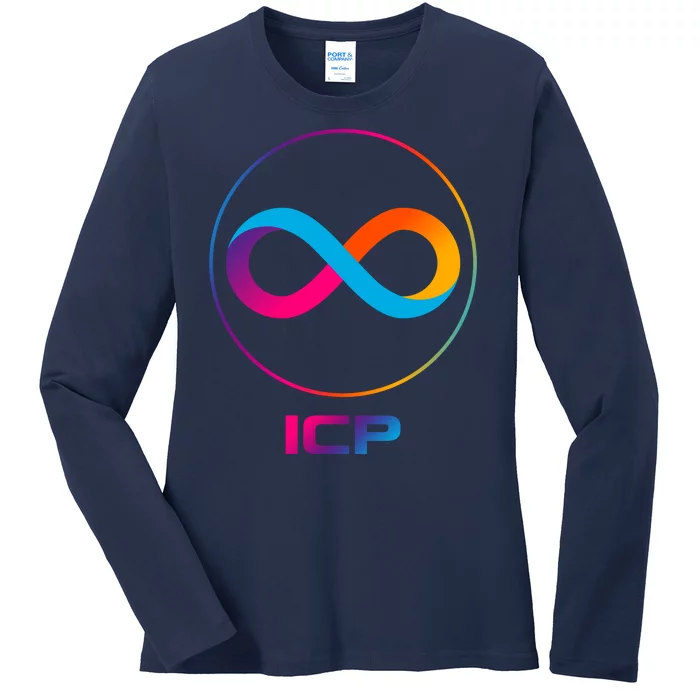 Internet Computer Icp Cryptocurrency Logo Emblem Ladies Long Sleeve Shirt