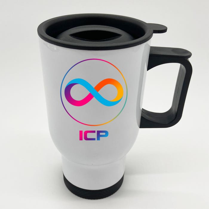 Internet Computer Icp Cryptocurrency Logo Emblem Front & Back Stainless Steel Travel Mug