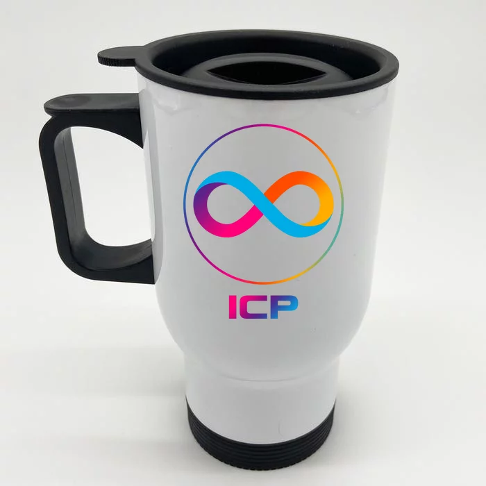 Internet Computer Icp Cryptocurrency Logo Emblem Front & Back Stainless Steel Travel Mug