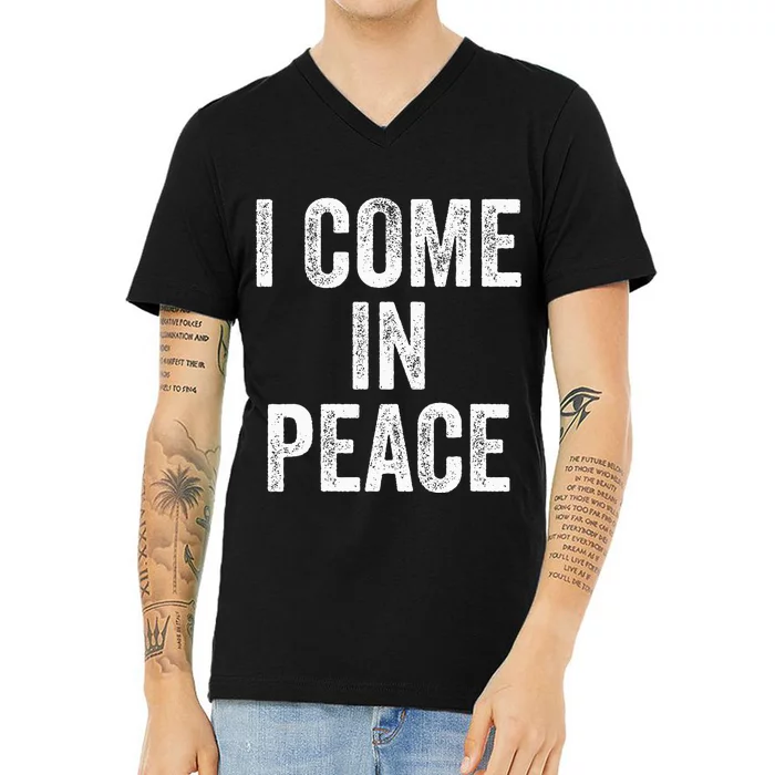 I COME IN PEACE  I'M PEACE retro Couple's Matching V-Neck T-Shirt