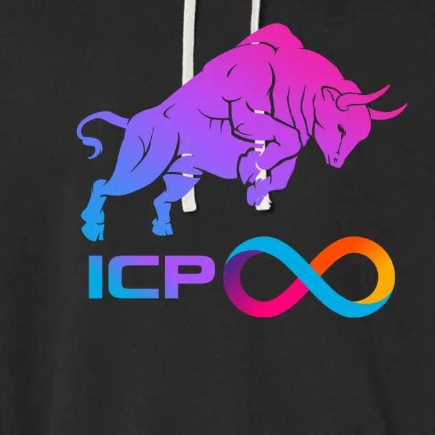 Internet Computer Icp Cryptocurrency Logo Bull Run Garment-Dyed Fleece Hoodie