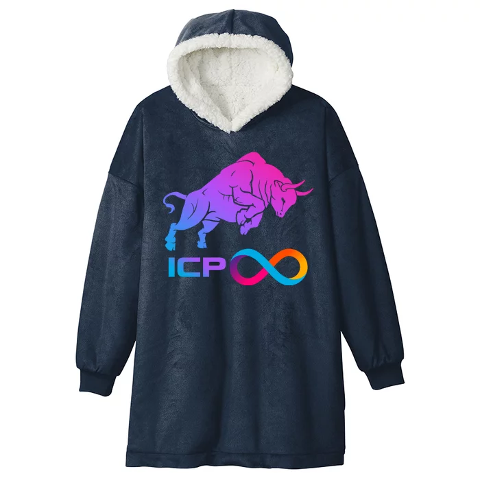 Internet Computer Icp Cryptocurrency Logo Bull Run Hooded Wearable Blanket