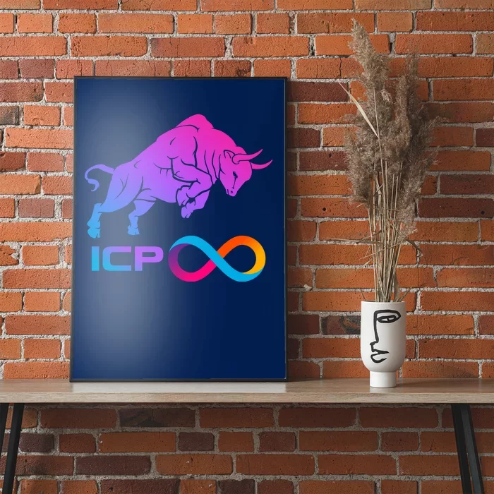 Internet Computer Icp Cryptocurrency Logo Bull Run Poster