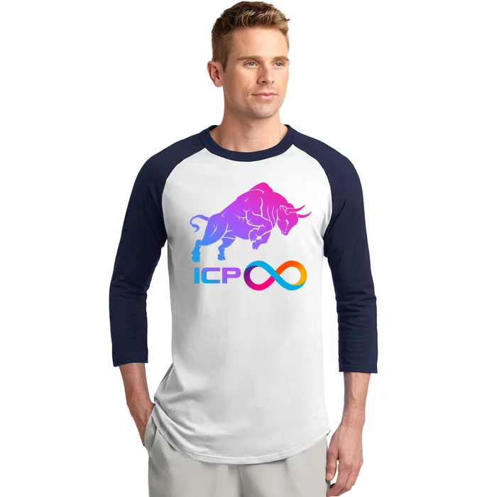 Internet Computer Icp Cryptocurrency Logo Bull Run Baseball Sleeve Shirt