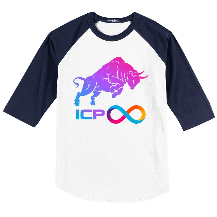 Internet Computer Icp Cryptocurrency Logo Bull Run Baseball Sleeve Shirt