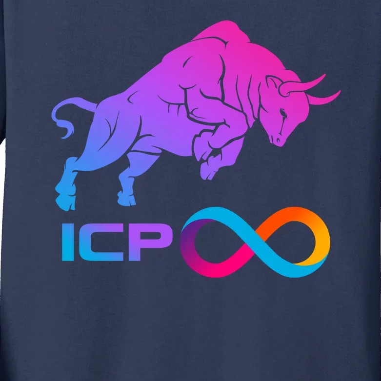 Internet Computer Icp Cryptocurrency Logo Bull Run Kids Long Sleeve Shirt