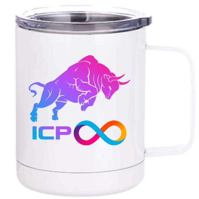 Internet Computer Icp Cryptocurrency Logo Bull Run Front & Back 12oz Stainless Steel Tumbler Cup