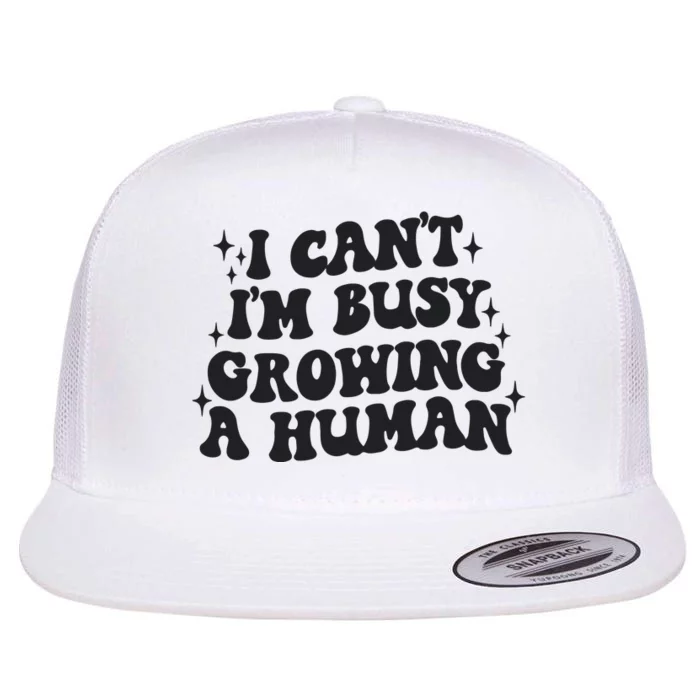 I Cant Im Busy Growing A Human Flat Bill Trucker Hat