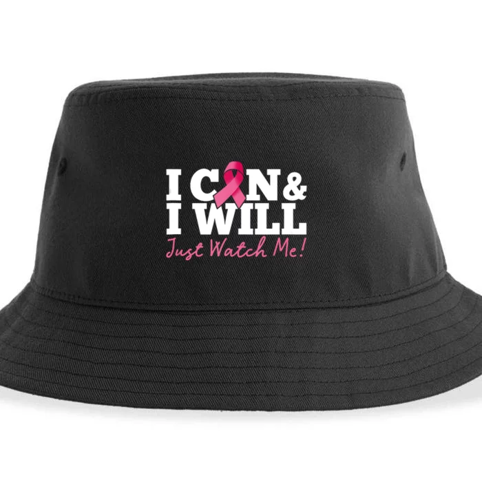 I Can & I Will Beat Breast Cancer Warrior Just Watch Me Sustainable Bucket Hat