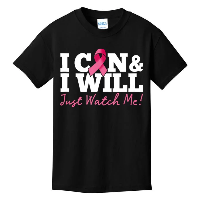 I Can & I Will Beat Breast Cancer Warrior Just Watch Me Kids T-Shirt