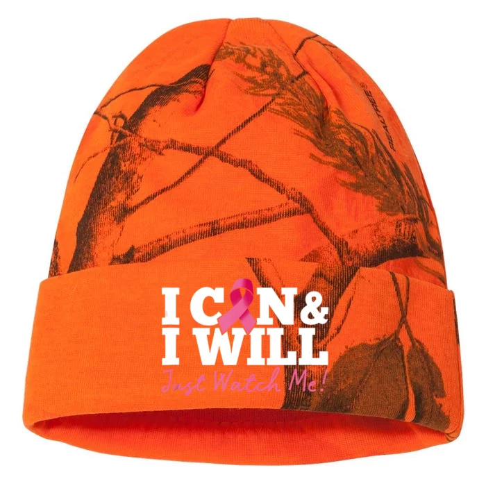 I Can & I Will Beat Breast Cancer Warrior Just Watch Me Kati - 12in Camo Beanie