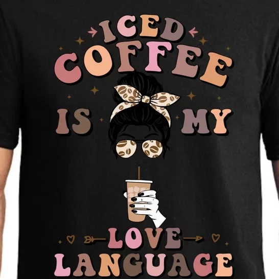 Iced Coffee Is My Love Language Cold Brew Coffee Retro Quote Gift Pajama Set