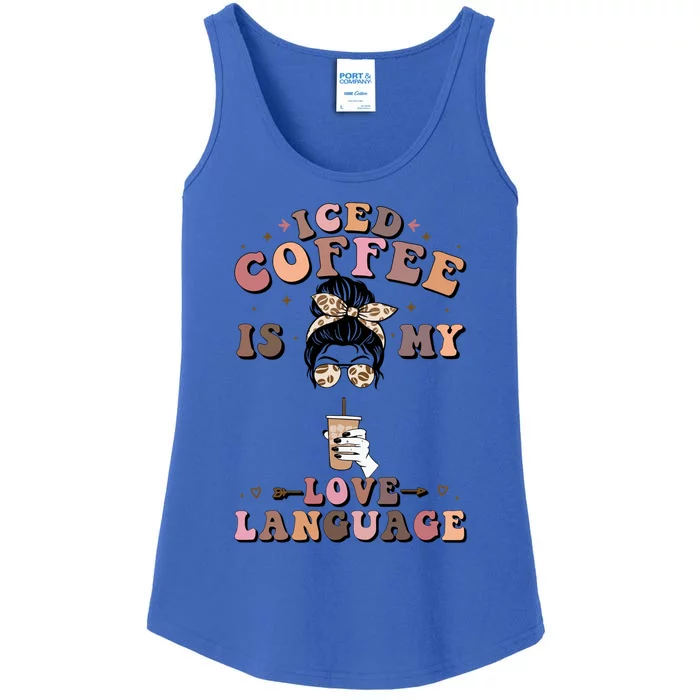 Iced Coffee Is My Love Language Cold Brew Coffee Retro Quote Gift Ladies Essential Tank