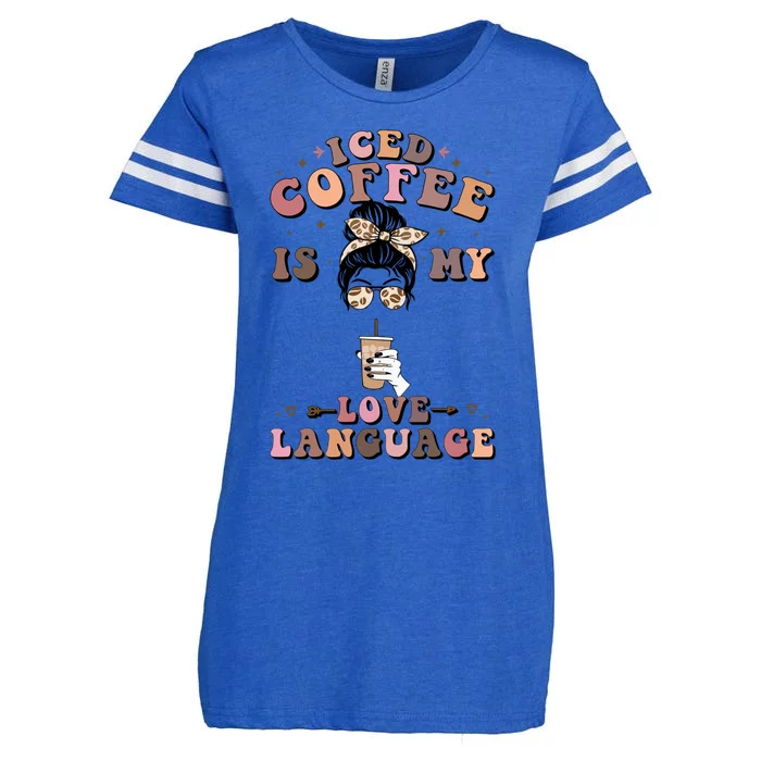 Iced Coffee Is My Love Language Cold Brew Coffee Retro Quote Gift Enza Ladies Jersey Football T-Shirt