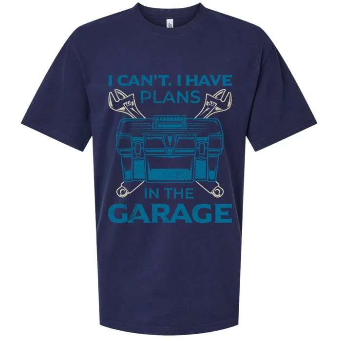 I Can't I Have Plans In The Garage Funny Car Mechanic Dad Funny Gift Sueded Cloud Jersey T-Shirt