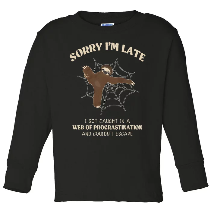 I Caught In Web Procrastination & CouldnT Escape Retro Toddler Long Sleeve Shirt