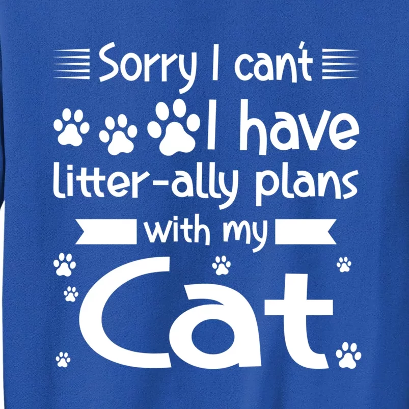 I Cant I Have Litterally Plans With My Cat Cat Gift Tall Sweatshirt