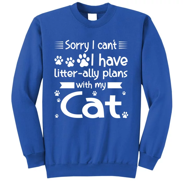 I Cant I Have Litterally Plans With My Cat Cat Gift Tall Sweatshirt