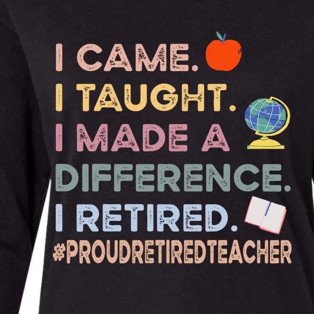 I Came I Taught I Made A Difference I Retired Funny Teacher Womens Cotton Relaxed Long Sleeve T-Shirt