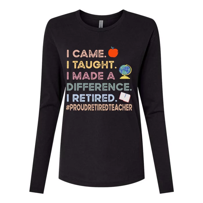 I Came I Taught I Made A Difference I Retired Funny Teacher Womens Cotton Relaxed Long Sleeve T-Shirt