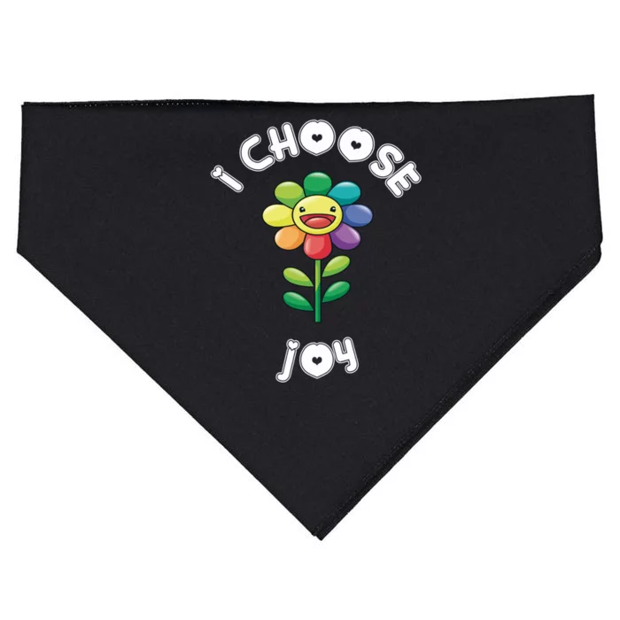 I Choose Joy Colorful Happy Sunflower Feel Good Uplift Gift USA-Made Doggie Bandana