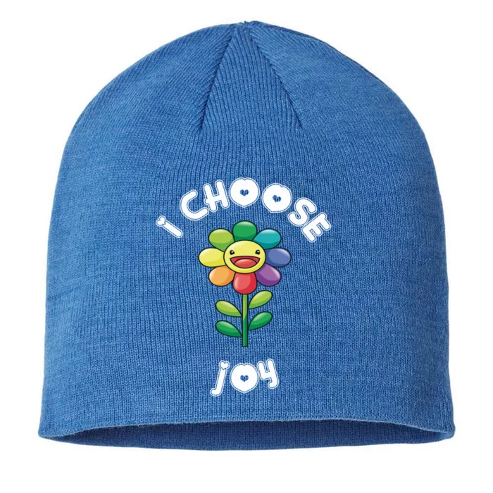 I Choose Joy Colorful Happy Sunflower Feel Good Uplift Gift 8 1/2in Sustainable Knit Beanie