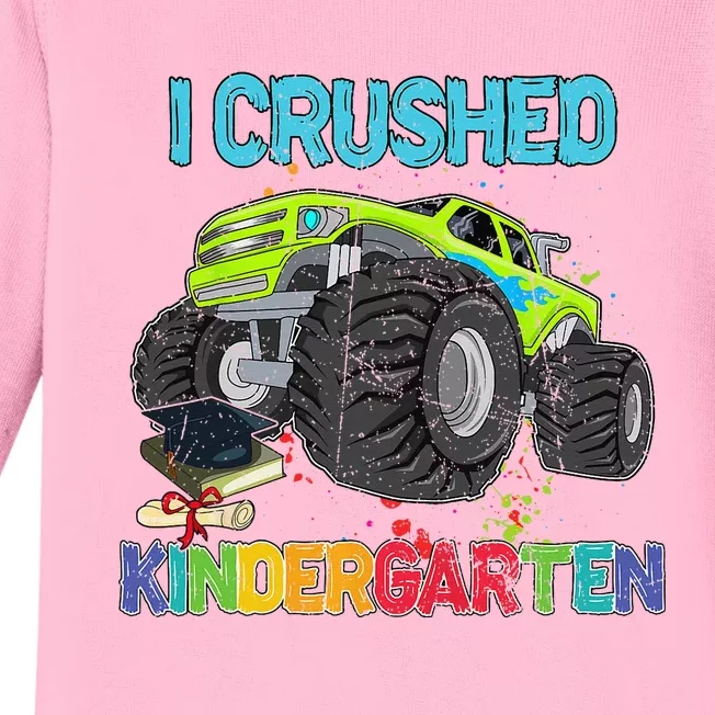 I Crushed Kindergarten Monster Truck Graduation Gifts Baby Long Sleeve Bodysuit