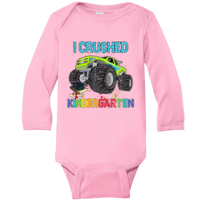 I Crushed Kindergarten Monster Truck Graduation Gifts Baby Long Sleeve Bodysuit