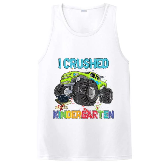 I Crushed Kindergarten Monster Truck Graduation Gifts Performance Tank