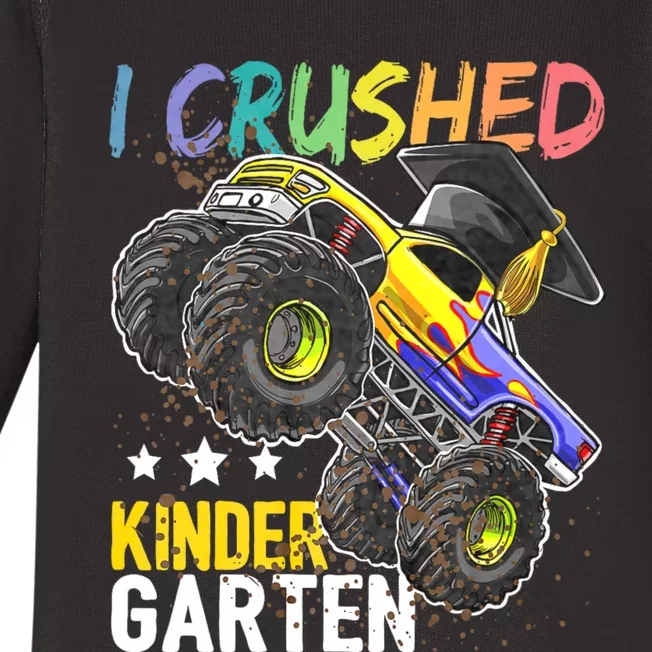 I Crushed Kindergarten Monster Truck Graduation Baby Long Sleeve Bodysuit