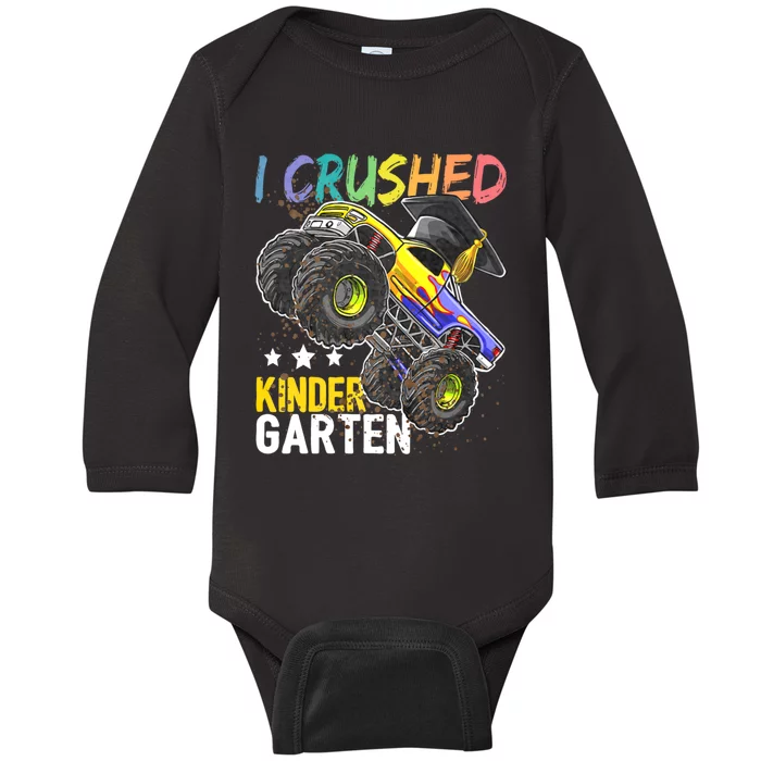 I Crushed Kindergarten Monster Truck Graduation Baby Long Sleeve Bodysuit