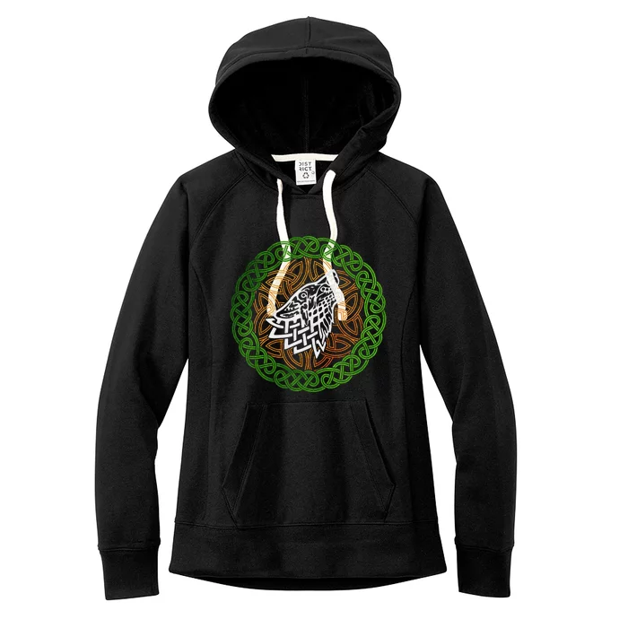 Ireland Celtic Knotwork Design Ornament Wolf Original Celtic Women's Fleece Hoodie