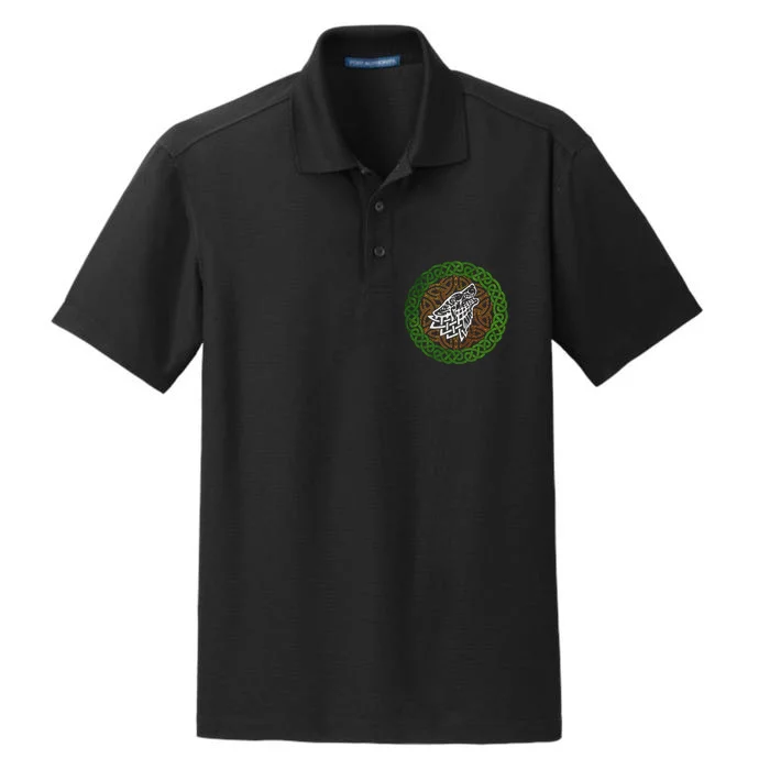 Ireland Celtic Knotwork Design Ornament Wolf Original Celtic Dry Zone Grid Performance Polo