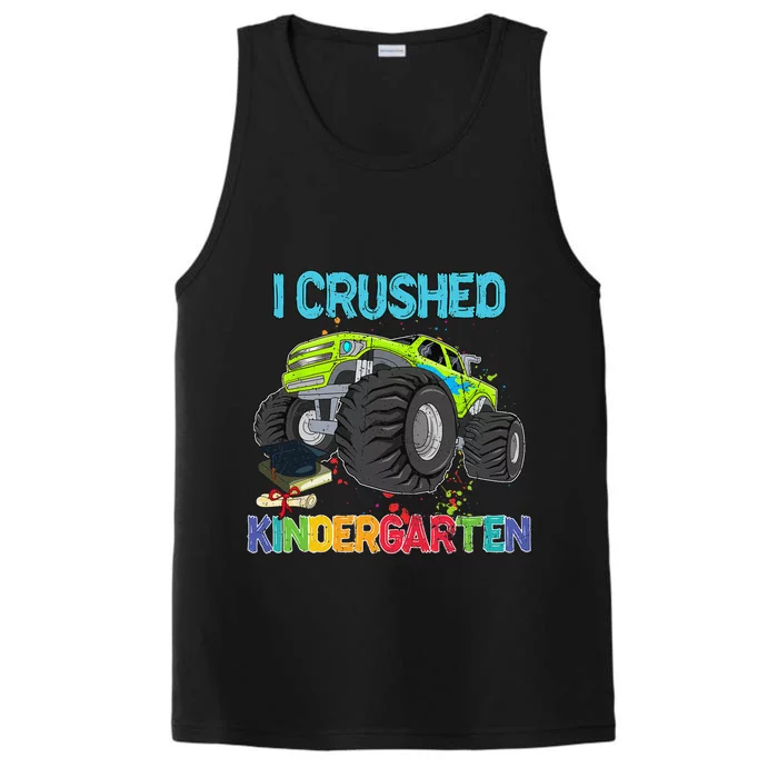 I Crushed Kindergarten Monster Truck Graduation Gifts Performance Tank