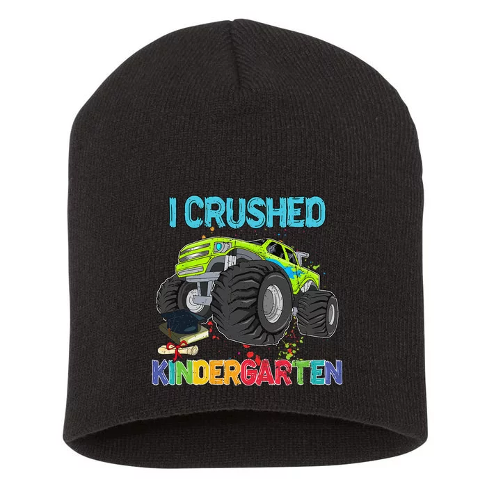 I Crushed Kindergarten Monster Truck Graduation Gifts Short Acrylic Beanie