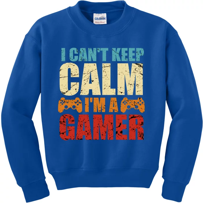 I Cant Keep Calm Im A Gamer Funny Retro Gaming Gift Kids Sweatshirt