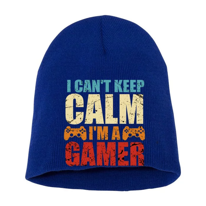 I Cant Keep Calm Im A Gamer Funny Retro Gaming Gift Short Acrylic Beanie